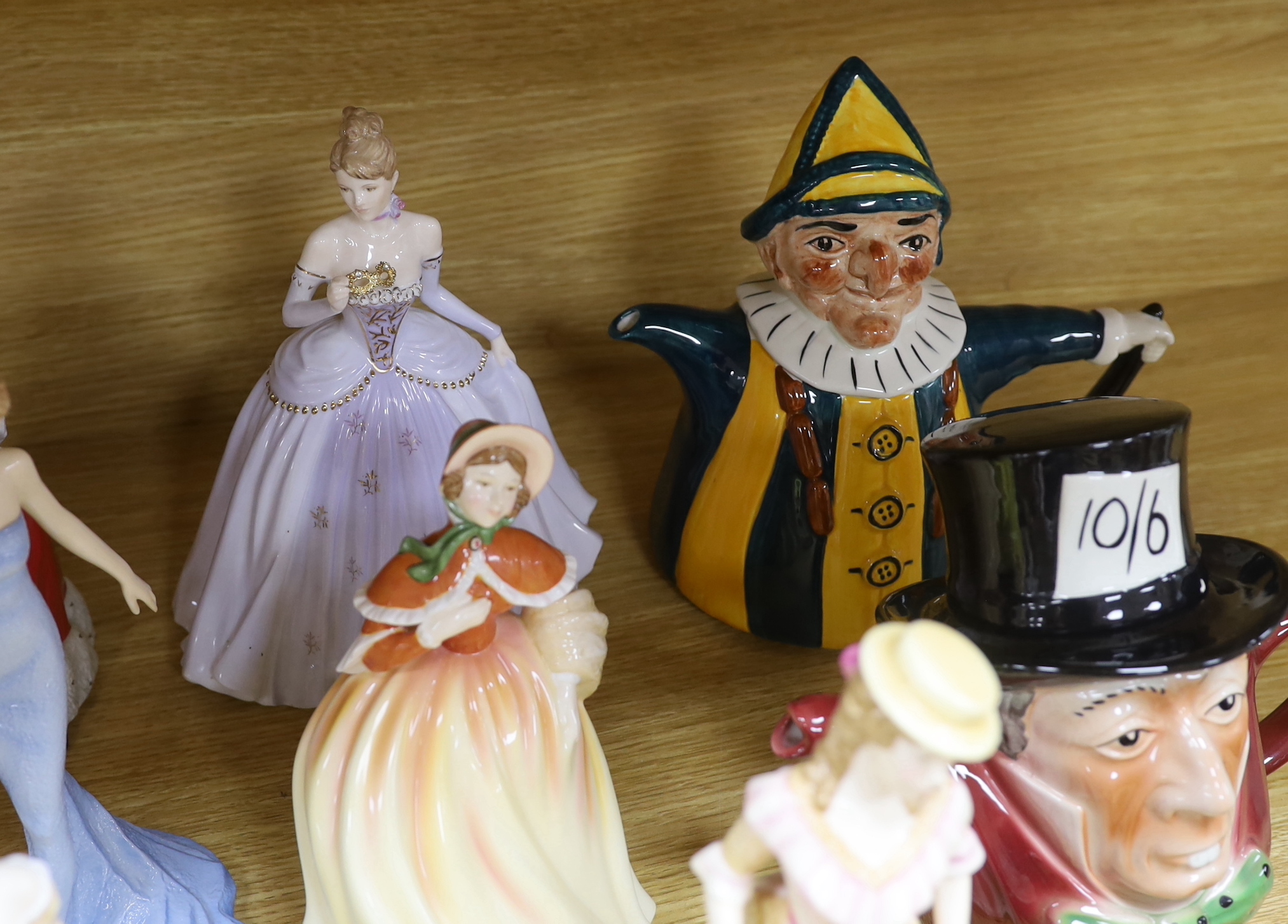Collection of Royal Doulton, Coalport, Royal Worcester etc. figurines and small character jugs